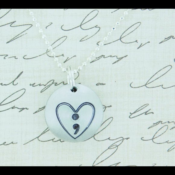 Semicolon Inspirational Locket Dome Pendant - Picture 2 of 5